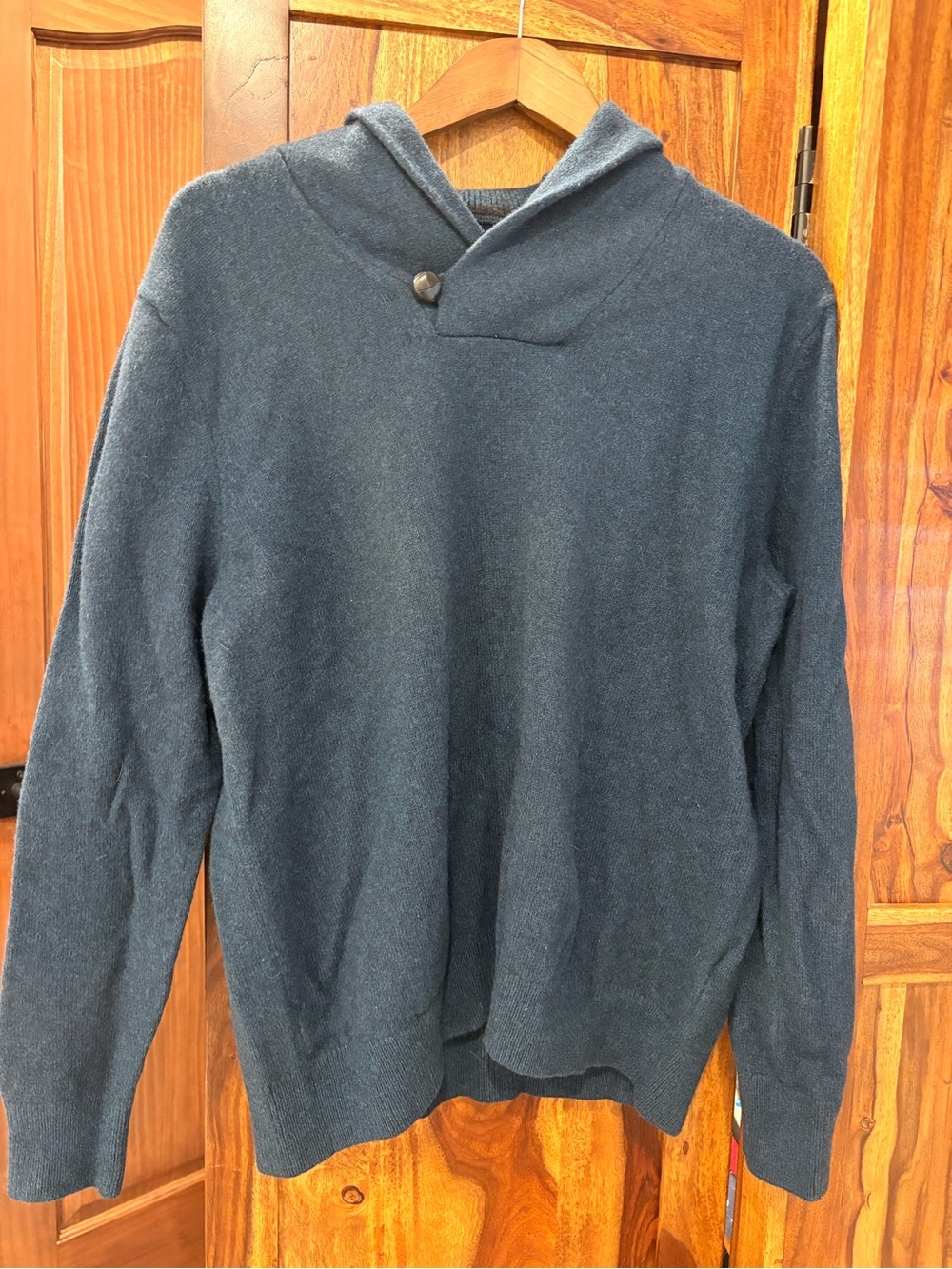 Banana Republic Men's Dark Teal Crewneck Hooded Sweater